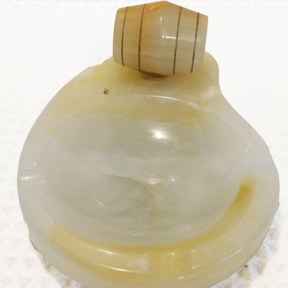 Vintage Alabaster Butterscotch Marble Keg Ashtray - Picture 3 of 11